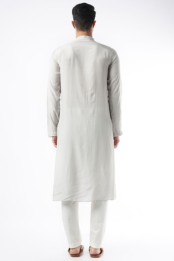 Grey Cotton Silk Kurta by Yashodhara Men at Pernia's Pop Up Shop