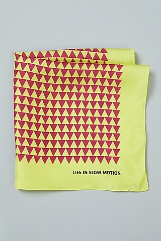 Yellow Silk Printed Pocket Square  by Yashodhara Men