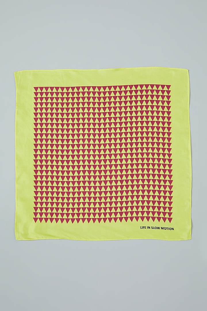 Yellow Silk Printed Pocket Square  by Yashodhara Men
