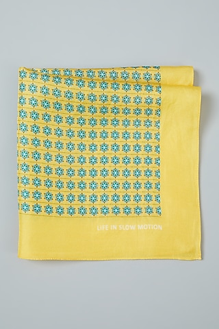 Yellow Printed Pocket Square  by Yashodhara Men