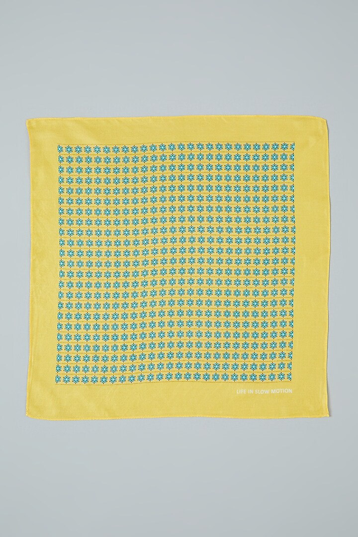 Yellow Printed Pocket Square by Yashodhara Men at Pernia's Pop Up Shop