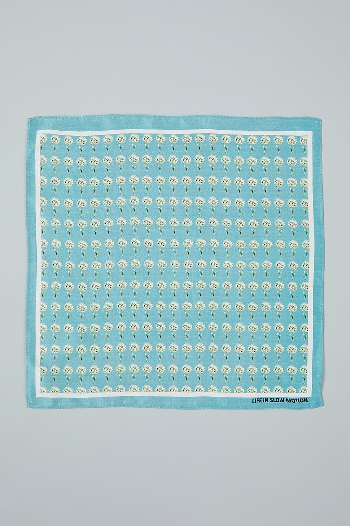 Blue Silk Printed Pocket Square  by Yashodhara Men