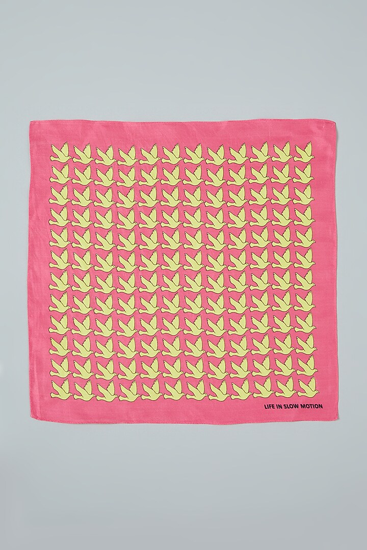 Pink Silk Printed Pocket Square by Yashodhara Men at Pernia's Pop Up Shop