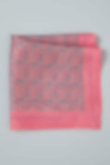 Pink Printed Pocket Square  by Yashodhara Men