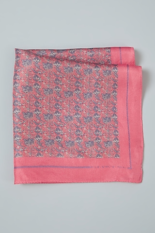 Pink Printed Pocket Square  by Yashodhara Men