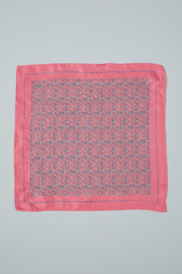 Pink Printed Pocket Square by Yashodhara Men at Pernia's Pop Up Shop