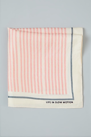 Light Peach Printed Pocket Square  by Yashodhara Men