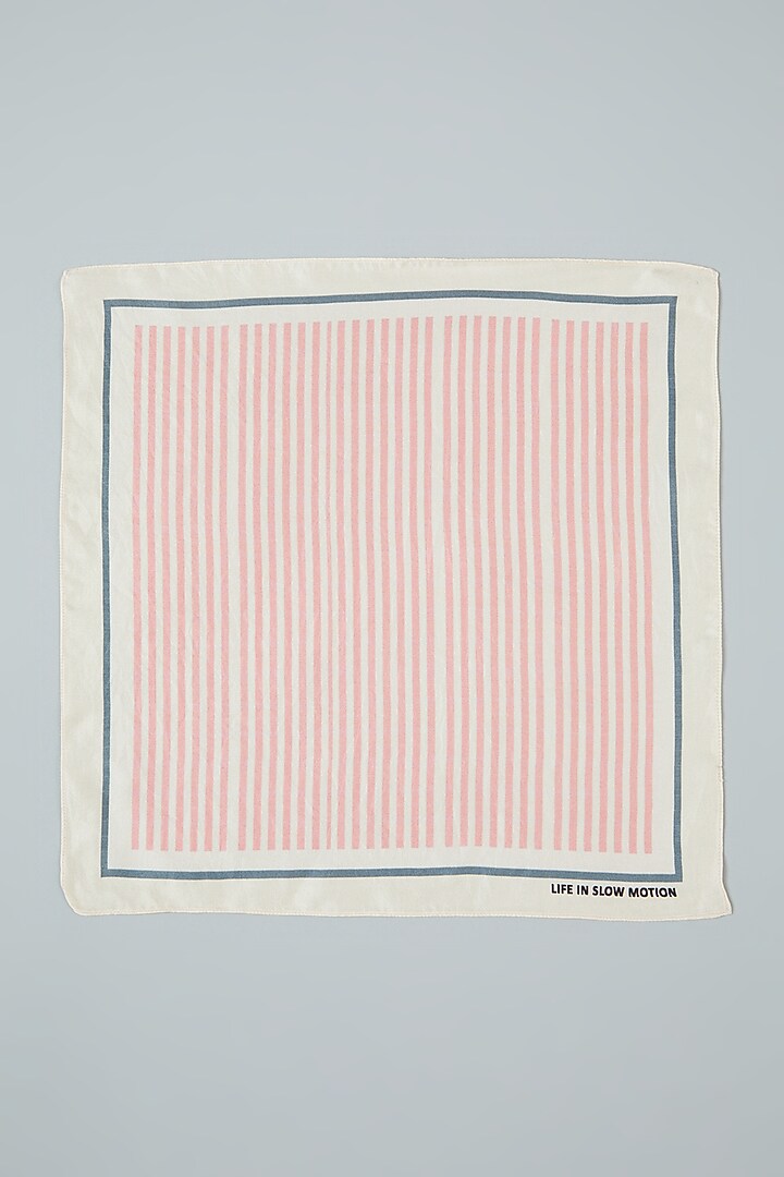Light Peach Printed Pocket Square by Yashodhara Men at Pernia's Pop Up Shop