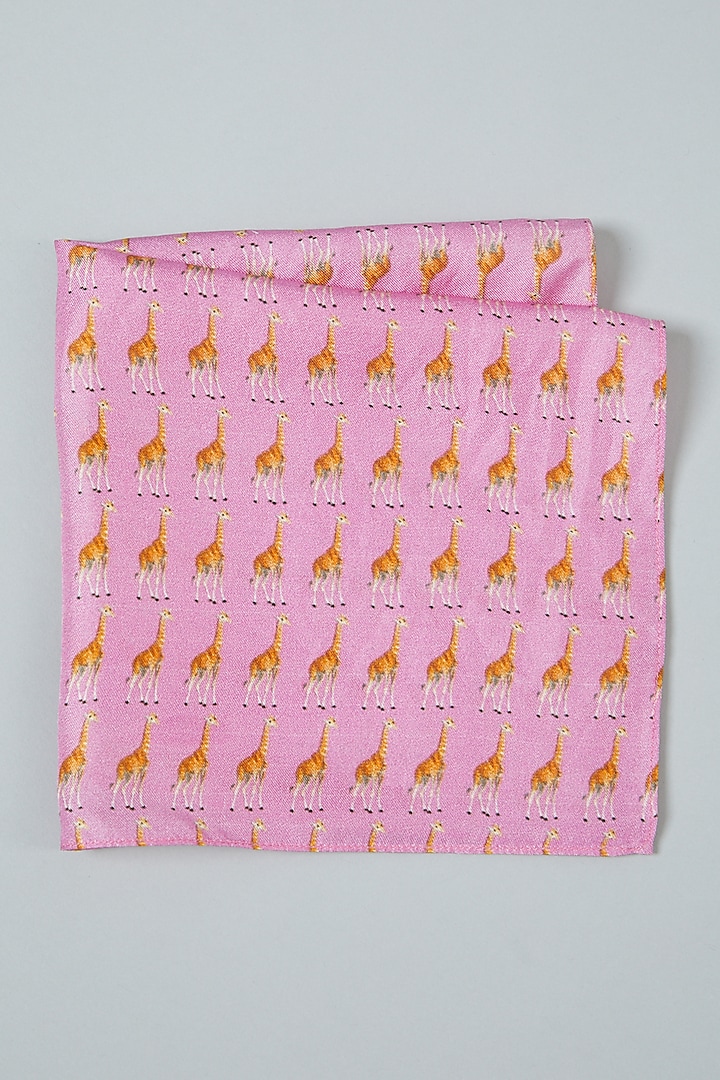 Mauve Silk Printed Pocket Square  by Yashodhara Men