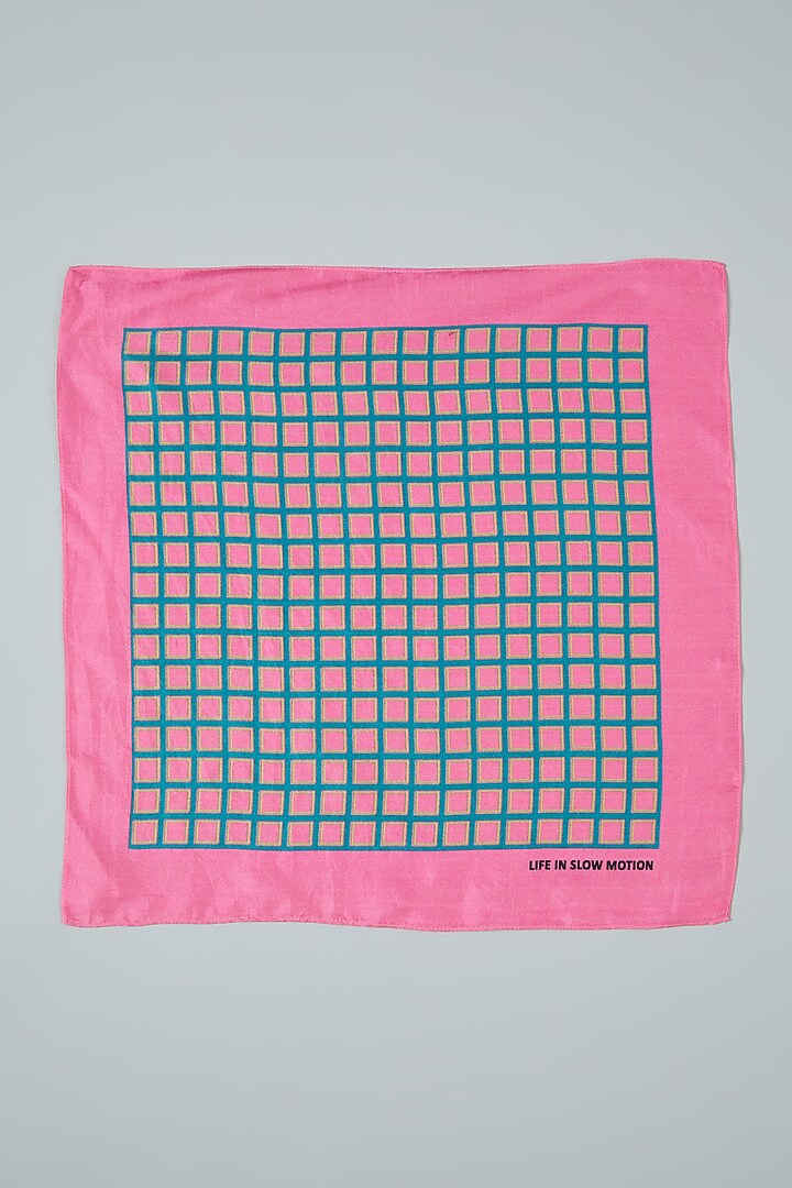Pink Pocket Square With Print by Yashodhara Men at Pernia's Pop Up Shop