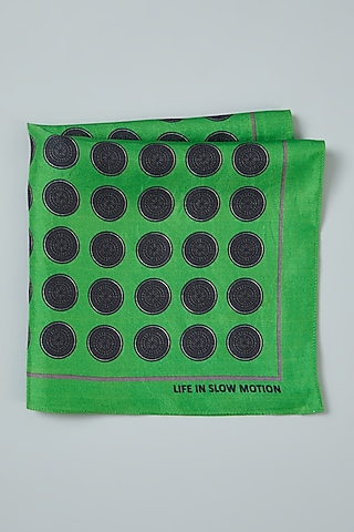 Green Silk Printed Pocket Square  by Yashodhara Men