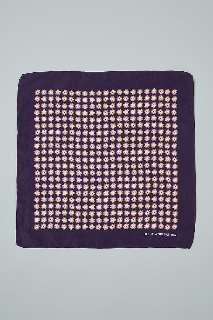 Violet Silk Printed Pocket Square by Yashodhara Men at Pernia's Pop Up Shop