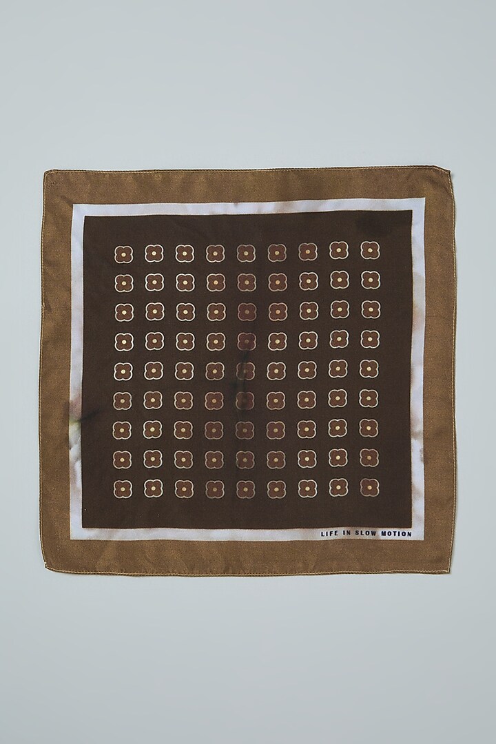 Brown Silk Printed Pocket Square by Yashodhara Men at Pernia's Pop Up Shop