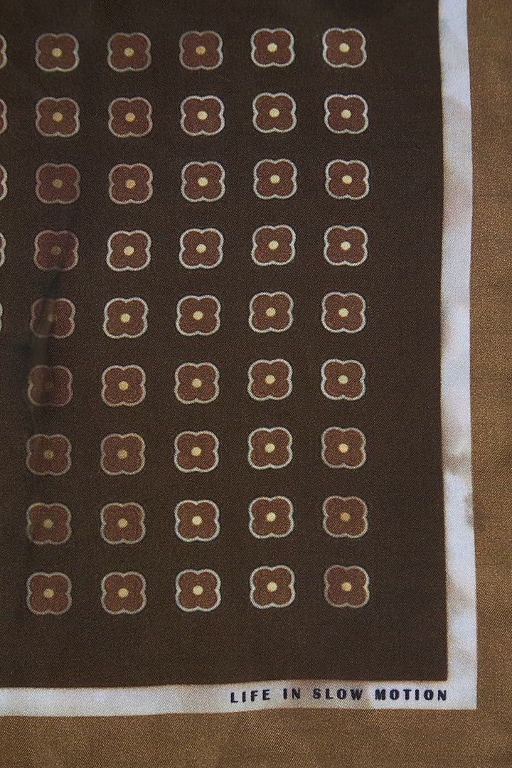Brown Silk Printed Pocket Square by Yashodhara Men at Pernia's Pop Up Shop
