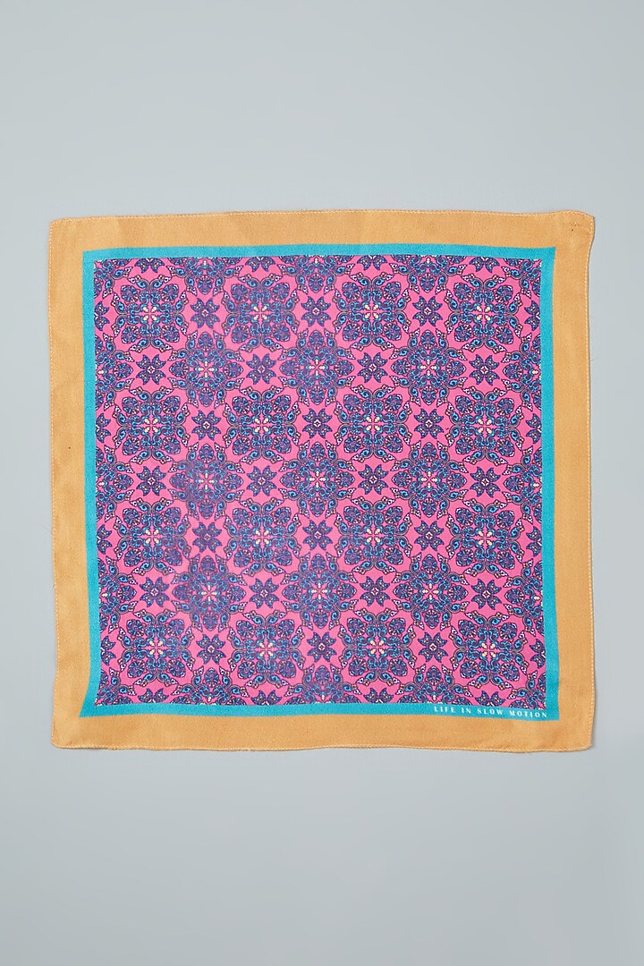 Pink Printed Pocket Square In Silk by Yashodhara Men at Pernia's Pop Up Shop