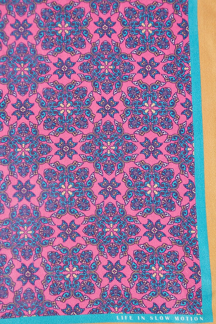 Pink Printed Pocket Square In Silk by Yashodhara Men at Pernia's Pop Up Shop