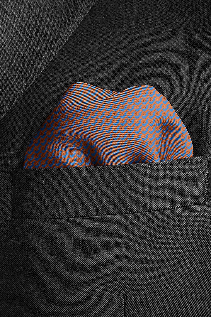 Brown Silk Pocket Square by Yashodhara Men at Pernia's Pop Up Shop