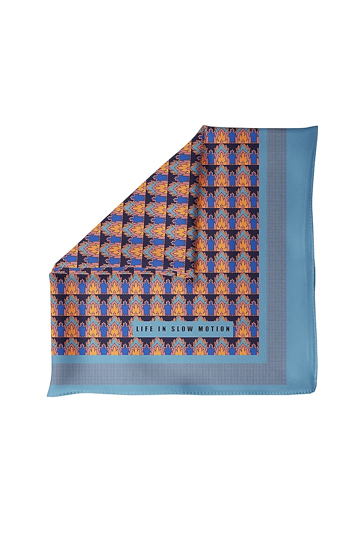 Cobalt Blue Silk Pocket Square by Yashodhara Men at Pernia's Pop Up Shop