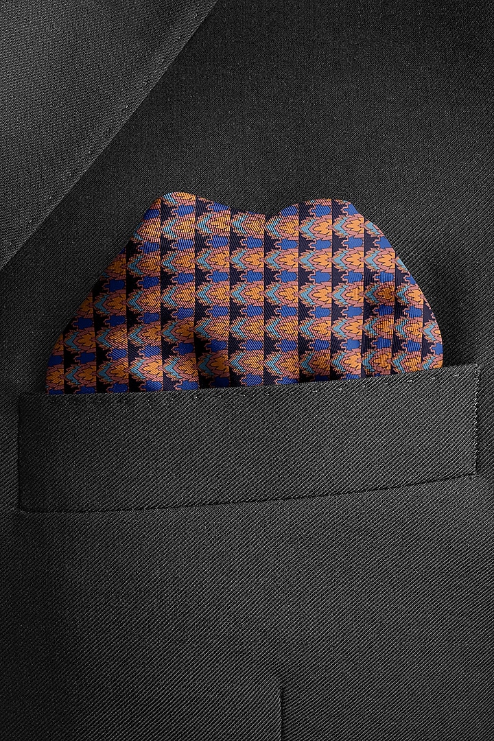 Cobalt Blue Silk Pocket Square by Yashodhara Men at Pernia's Pop Up Shop