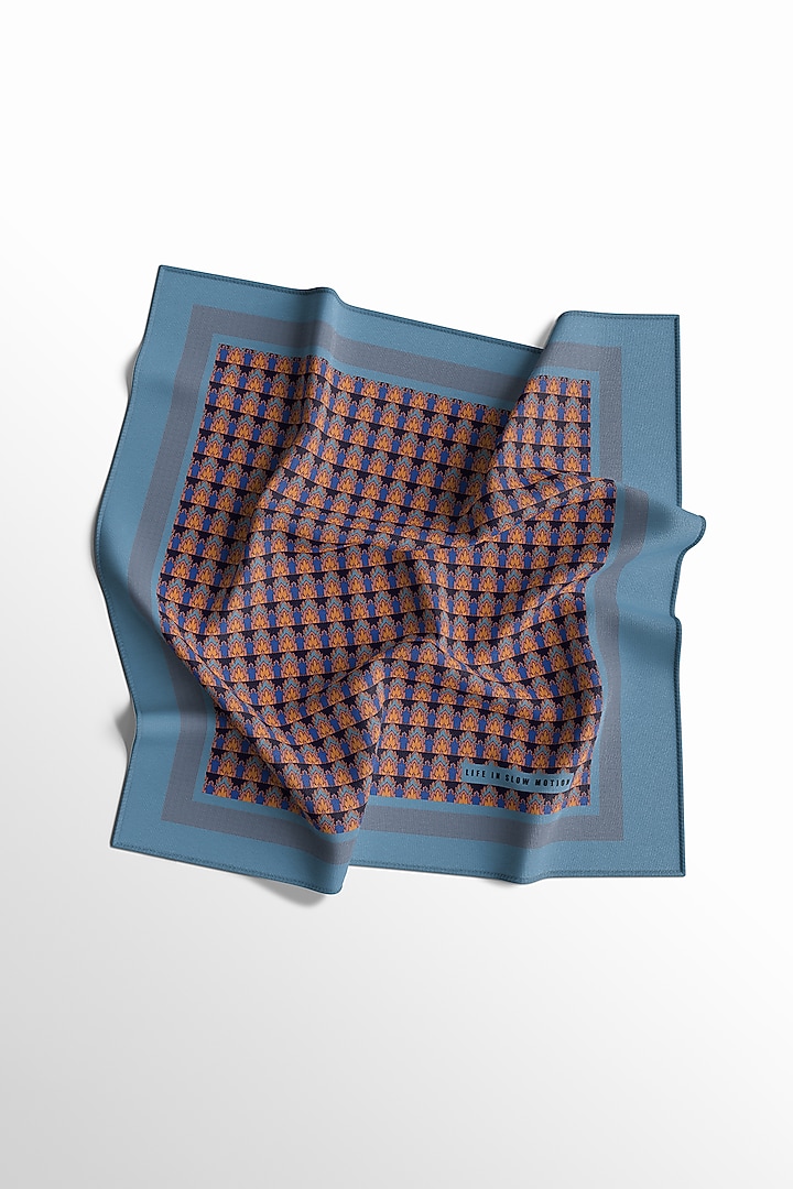 Cobalt Blue Silk Pocket Square by Yashodhara Men at Pernia's Pop Up Shop