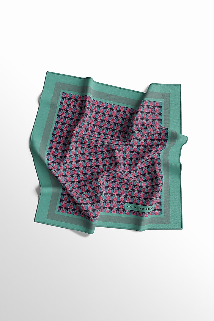 Green & Pink Silk Pocket Square by Yashodhara Men at Pernia's Pop Up Shop