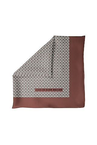 Brown Silk Printed Pocket Square by Yashodhara Men