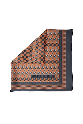 Orange Silk Printed Pocket Square by Yashodhara Men