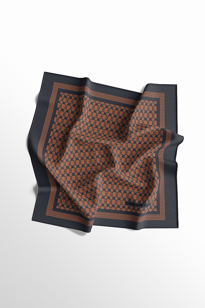 Orange Silk Printed Pocket Square by Yashodhara Men at Pernia's Pop Up Shop