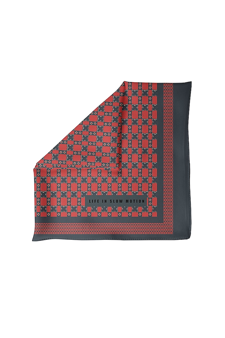 Pale Red Silk Pocket Square by Yashodhara Men