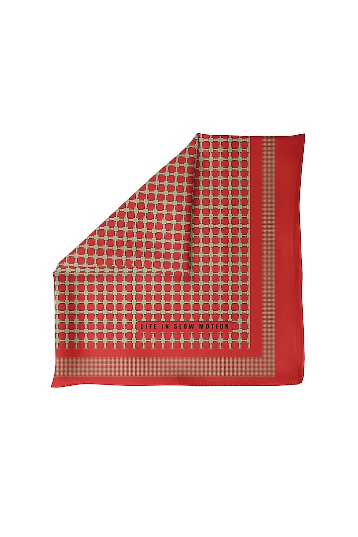 Bright Red Silk Pocket Square by Yashodhara Men