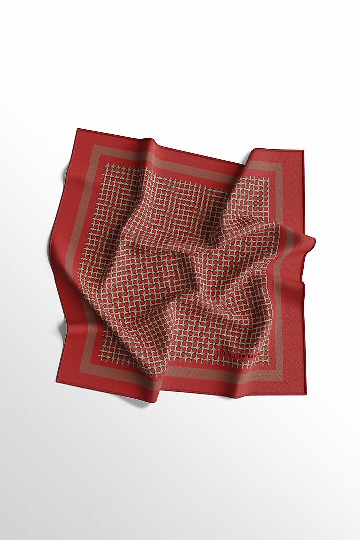 Bright Red Silk Pocket Square by Yashodhara Men at Pernia's Pop Up Shop