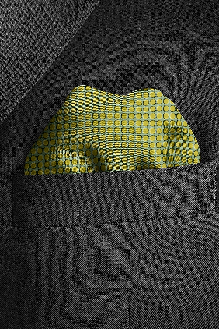 Light Green Silk Pocket Square by Yashodhara Men at Pernia's Pop Up Shop