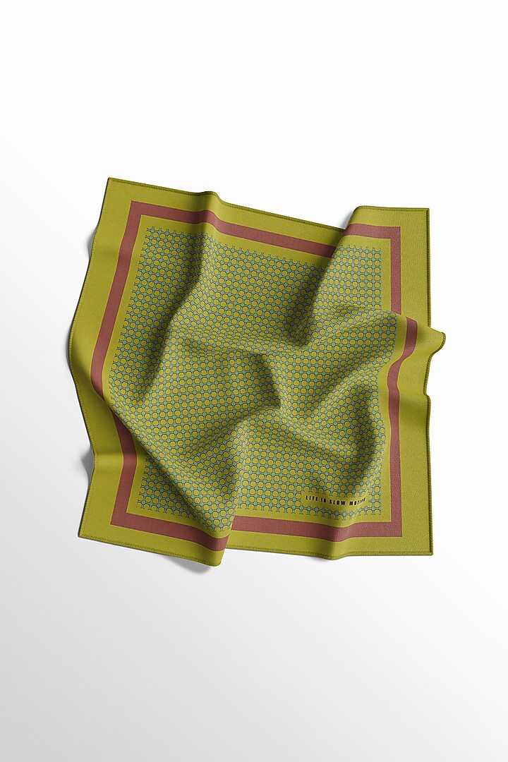 Light Green Silk Pocket Square by Yashodhara Men at Pernia's Pop Up Shop