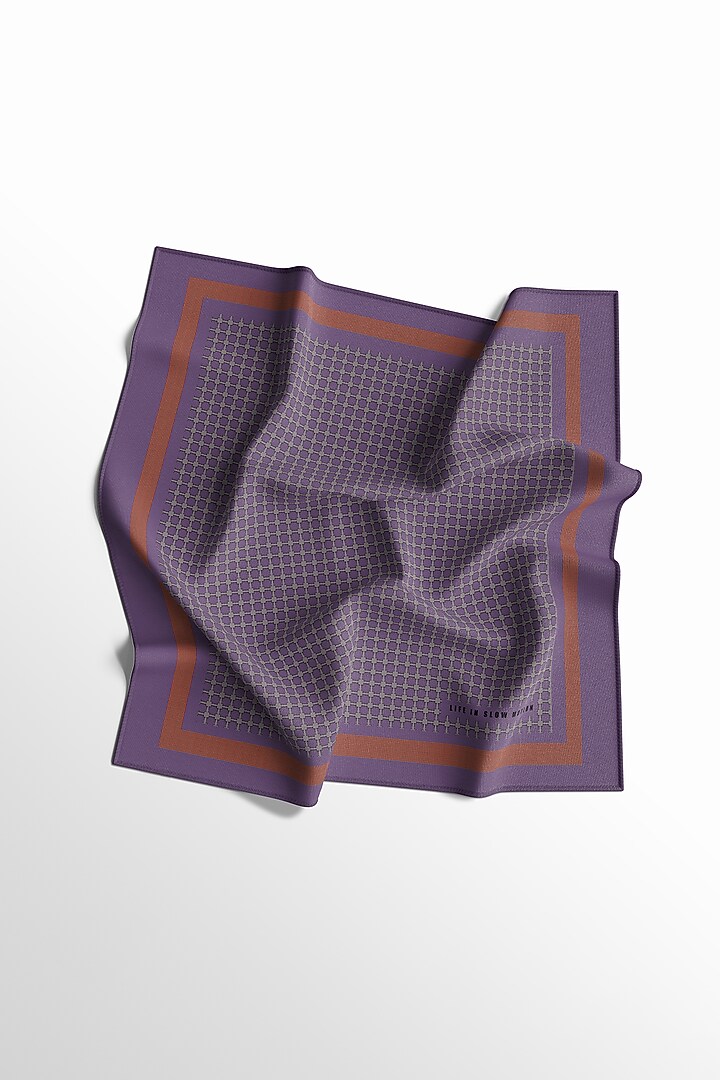 Purple Silk Printed Pocket Square by Yashodhara Men at Pernia's Pop Up Shop