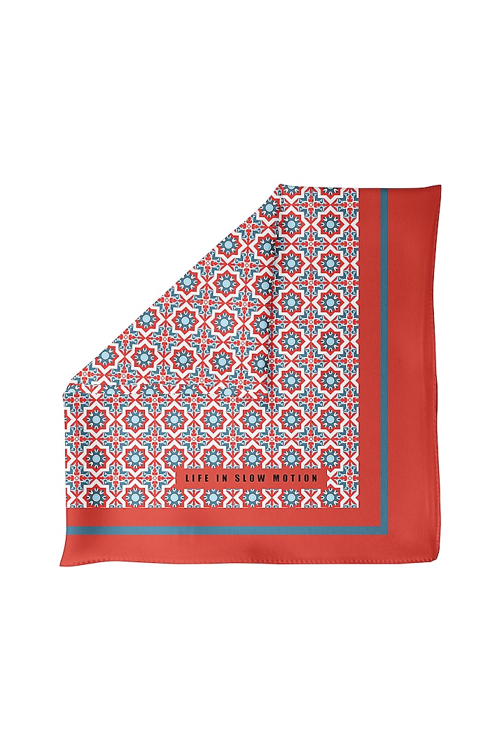 Red Printed Pocket Square by Yashodhara Men