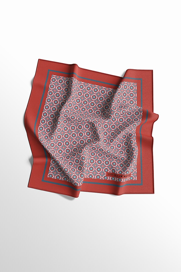 Red Printed Pocket Square by Yashodhara Men at Pernia's Pop Up Shop