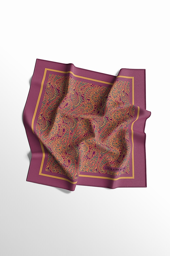 Purple Printed Pocket Square by Yashodhara Men at Pernia's Pop Up Shop