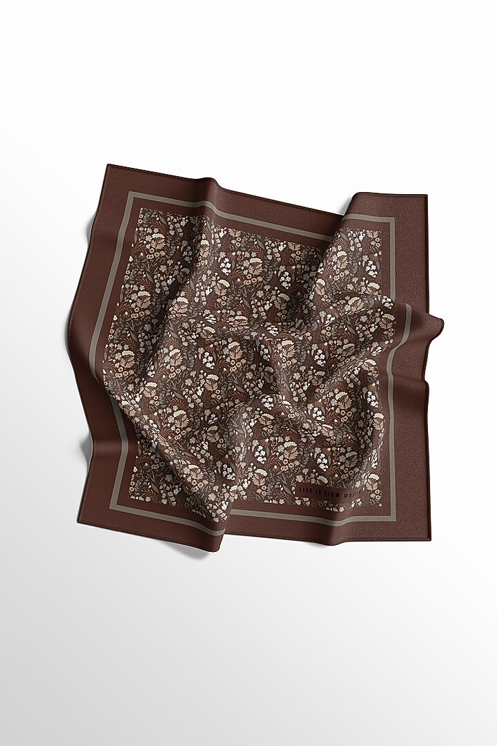 Brown Printed Pocket Square by Yashodhara Men at Pernia's Pop Up Shop