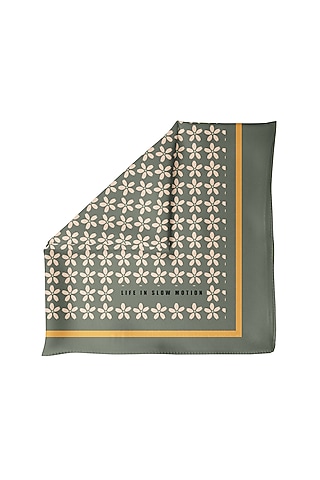 Pale Green Printed Pocket Square by Yashodhara Men