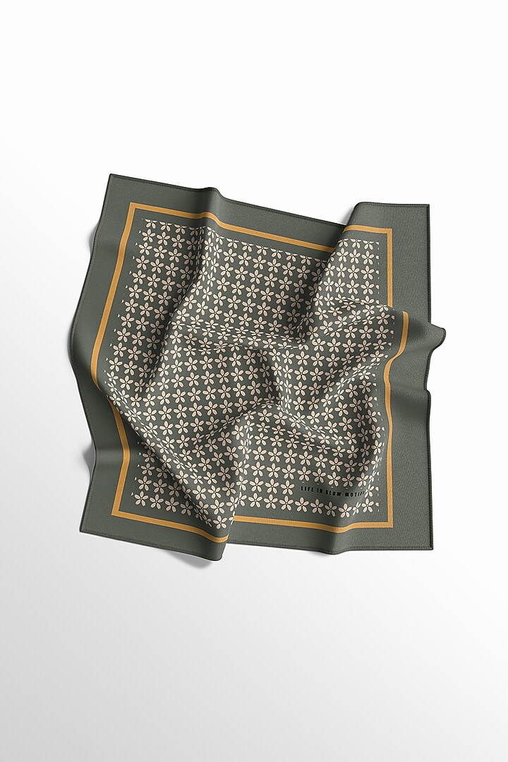 Pale Green Printed Pocket Square by Yashodhara Men at Pernia's Pop Up Shop