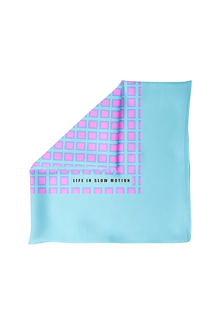Powder Blue Printed Pocket Square by Yashodhara Men at Pernia's Pop Up Shop