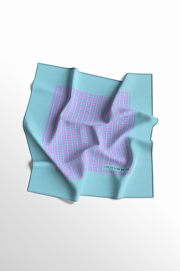 Powder Blue Printed Pocket Square by Yashodhara Men at Pernia's Pop Up Shop