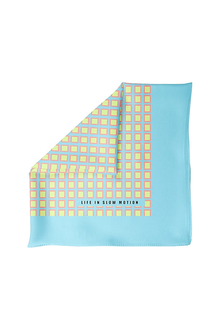 Blue & Yellow Silk Pocket Square by Yashodhara Men at Pernia's Pop Up Shop