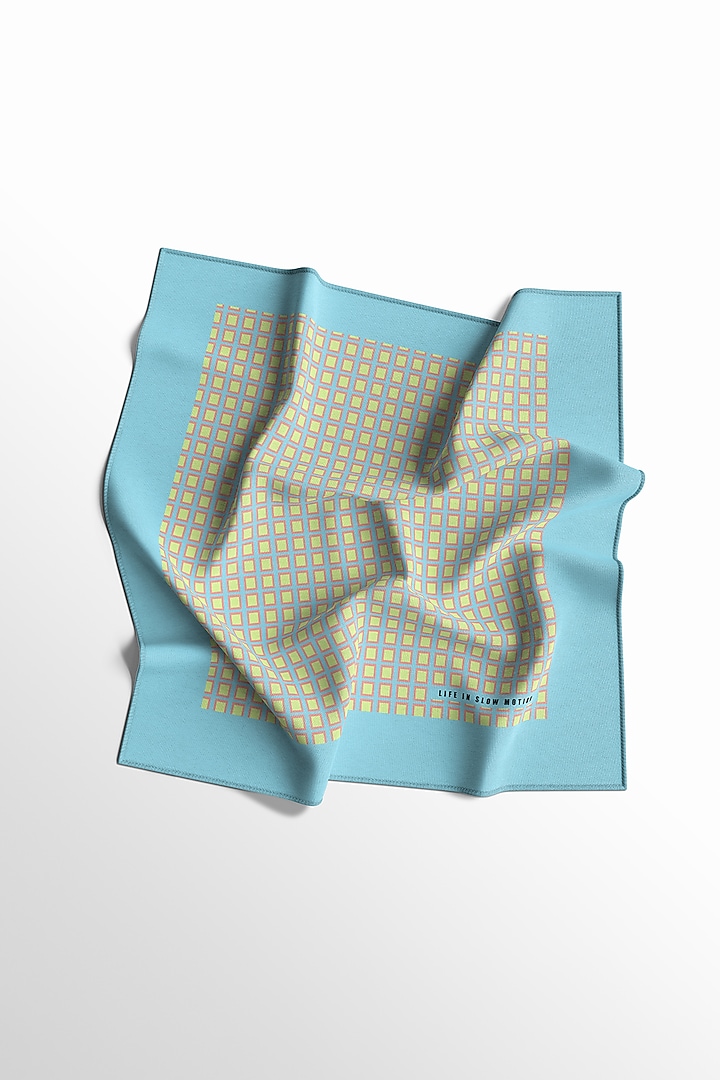 Blue & Yellow Silk Pocket Square by Yashodhara Men at Pernia's Pop Up Shop