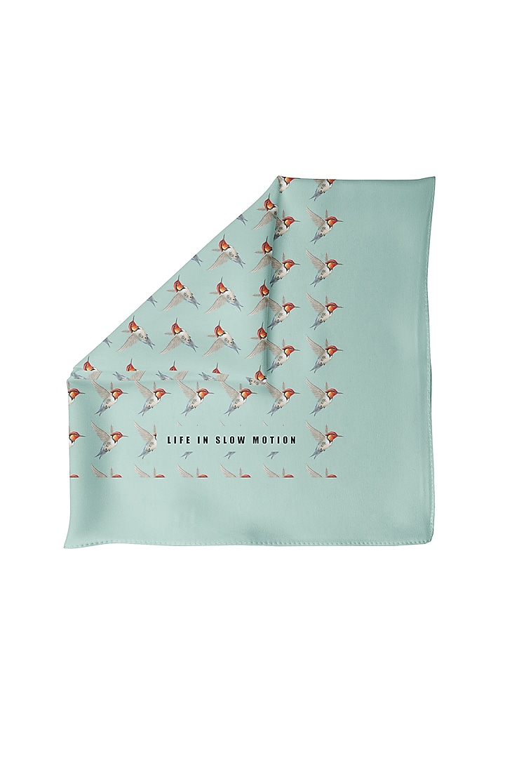 Blue Silk Printed Pocket Square by Yashodhara Men at Pernia's Pop Up Shop