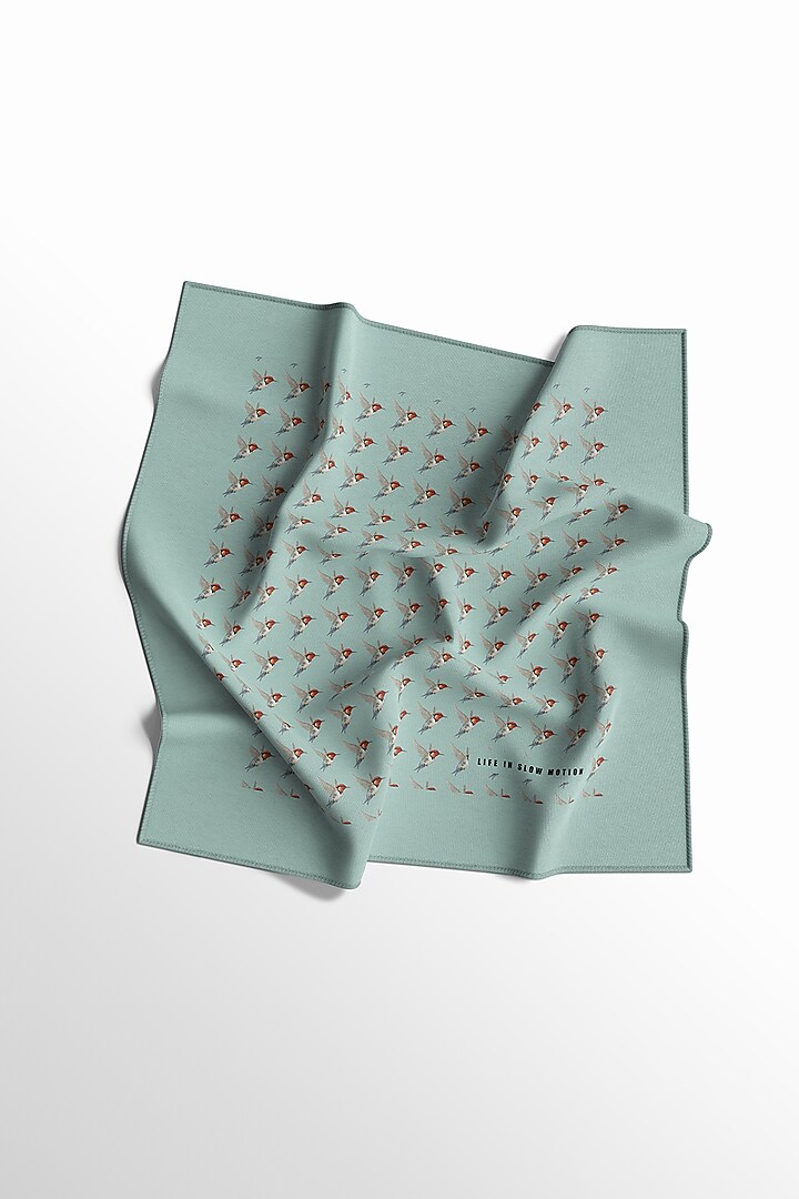 Blue Silk Printed Pocket Square by Yashodhara Men at Pernia's Pop Up Shop