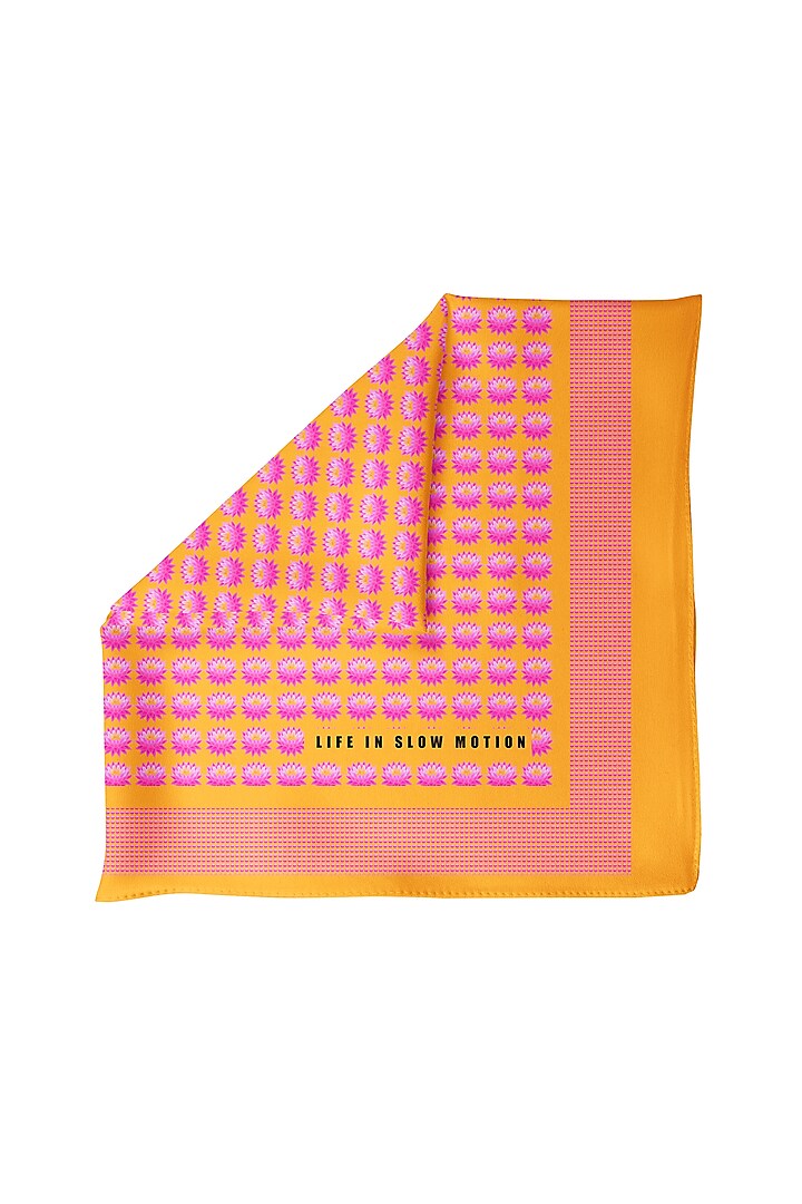 Pink Silk Printed Pocket Square by Yashodhara Men