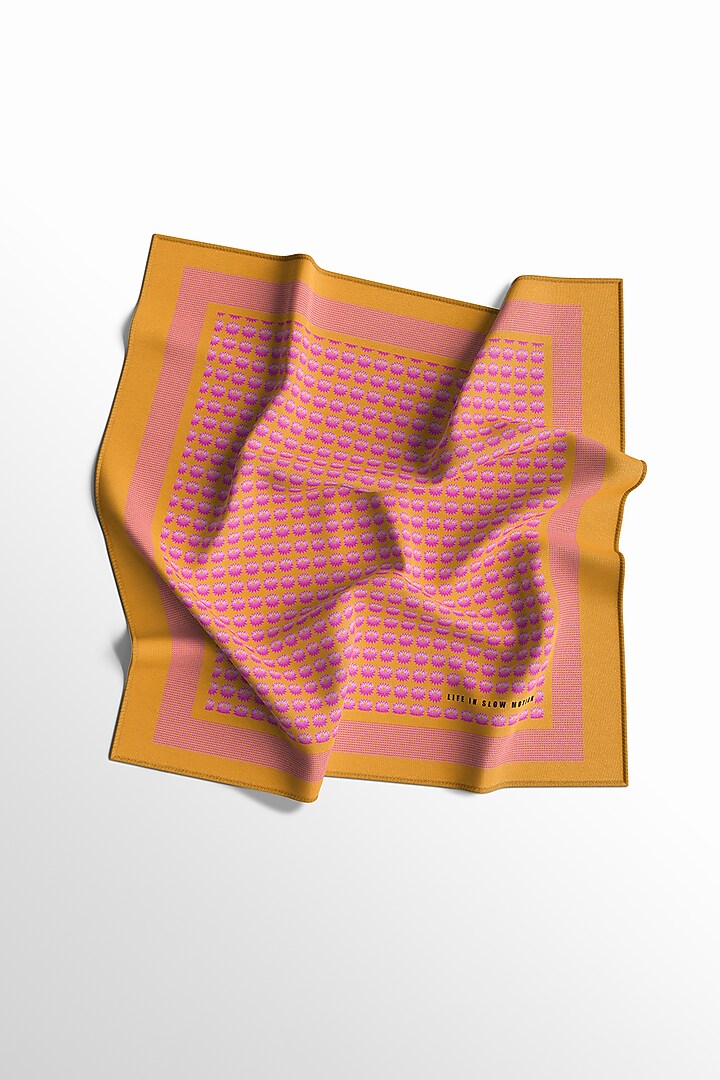 Pink Silk Printed Pocket Square by Yashodhara Men at Pernia's Pop Up Shop