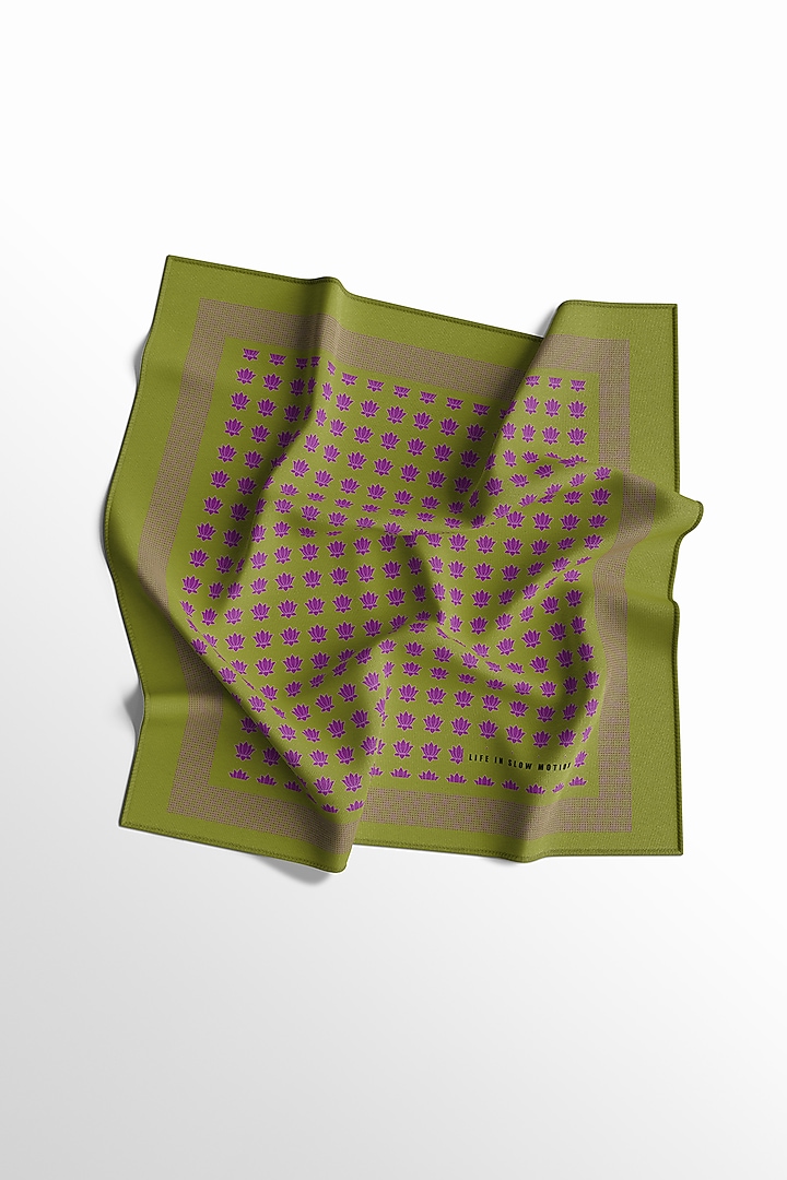 Mehendi Green Printed Pocket Square by Yashodhara Men at Pernia's Pop Up Shop