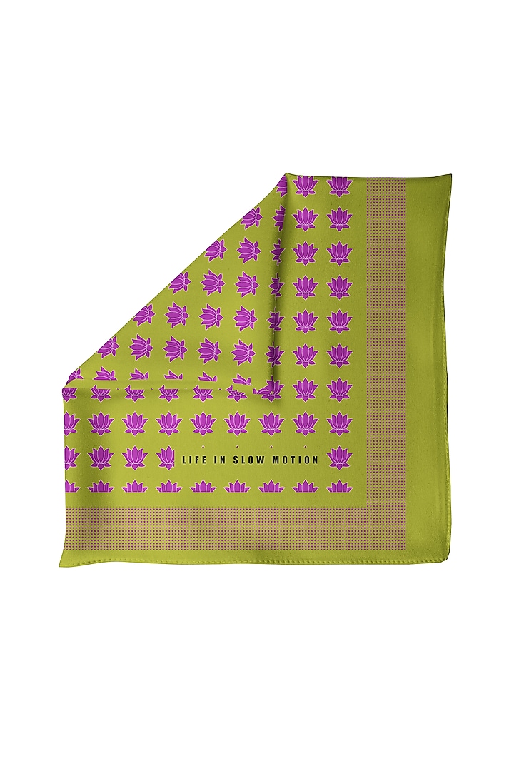 Mehendi Green Silk Pocket Square by Yashodhara Men